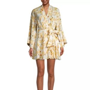 Significant Other Maia Floral Linen-Blend Wrap Minidress